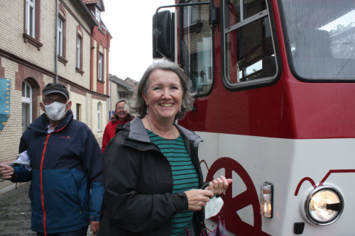 Claudia vor unserer Straßenbahnrundfahrt